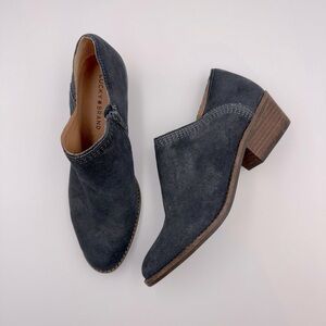 Lucky brand navy suede ankle boots